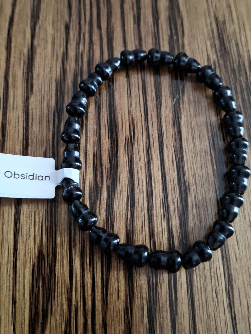 Black Obsidian Natural Gemstone Stretch Bracelet 7"